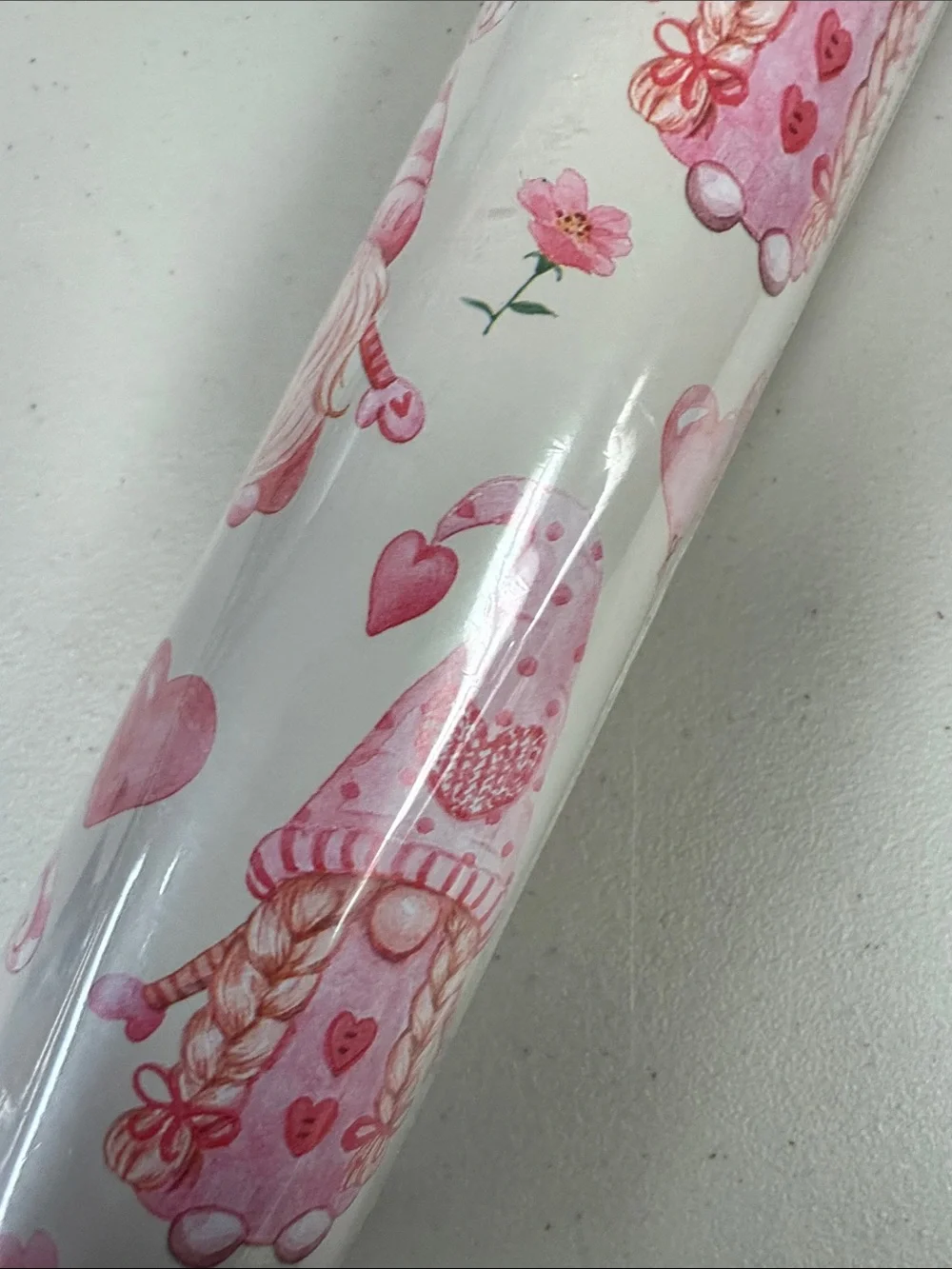 Pink Heart & Gift Party Wrapping Paper Roll gnome Valentines girl gnomes new